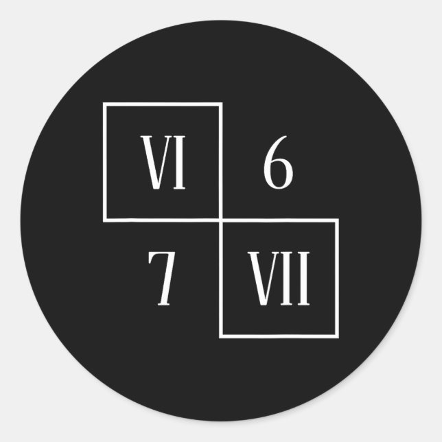 Pegatina Redonda Divertido Vi Vii 6 7 Meme Números Romanos Matemáti (Anverso)