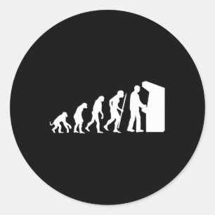 Pegatina Redonda Divertido video de la evolución de arcade en la vi