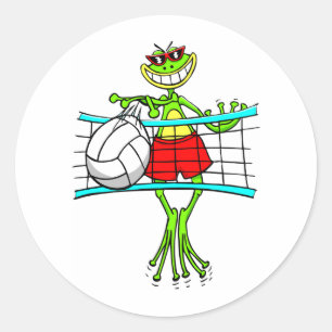 Pegatina Redonda Divertido voleibol