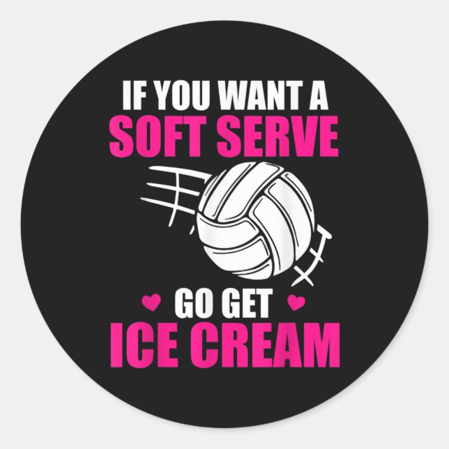 Pegatina Redonda Divertido voleibol si quieres un servicio suave, v (Anverso)
