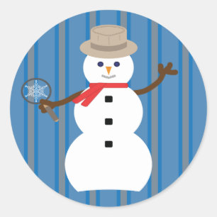 Pegatina Redonda Divertido y divertido detective Snowman