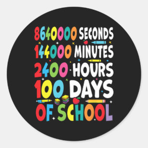 Pegatina Redonda Divertidos 100 Días De Trato Escolar Para Math Tea