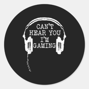 Pegatina Redonda Divertidos audífonos de gamer que no puedo oír que
