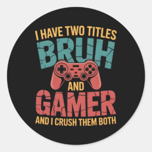 Pegatina Redonda Divertidos juegos de video vintage de gamer para n