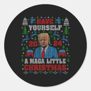 Pegatina Redonda Divertidos mega pequeños Navidades Trump 2024 sudo