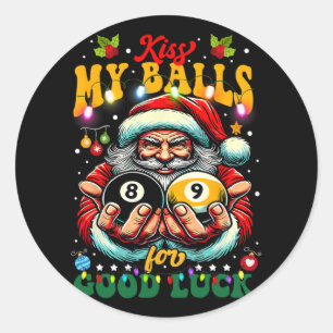 Pegatina Redonda Divertidos Navidades Billiards Besan Mi Por Buena 