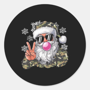Pegatina Redonda Divertidos Navidades Camouflage Camo Santa Hello H