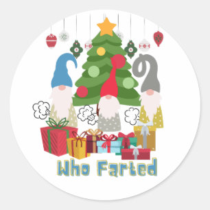 Pegatina Redonda Divertidos Navidades de Farting Elves