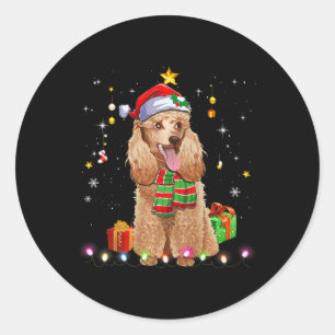Pegatina Redonda Divertidos Navidades de los árboles de perro canin