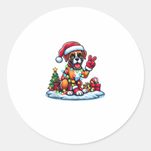 Pegatina Redonda Divertidos Navidades de perros de la mano de la pa