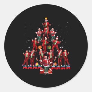 Pegatina Redonda Divertidos Navidades de Santa Trump bailarines Paj