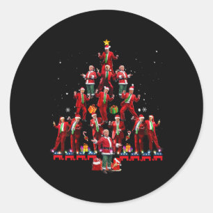 Pegatina Redonda Divertidos Navidades de Santa Trump bailarines Paj