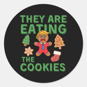 Pegatina Redonda Divertidos Navidades de Trump - Comen La Galleta