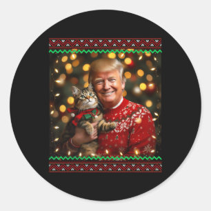 Pegatina Redonda Divertidos Navidades de Trump sudan para los amant