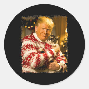 Pegatina Redonda Divertidos Navidades de Trump sudan por navidades