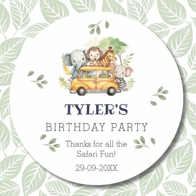 Pegatina Redonda Divertidos niños Safari Jungle Cumpleaños Gracias (Subido por el creador)