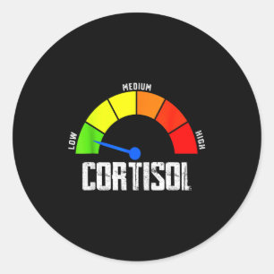 Pegatina Redonda Divertidos niveles bajos de cortisol v meme