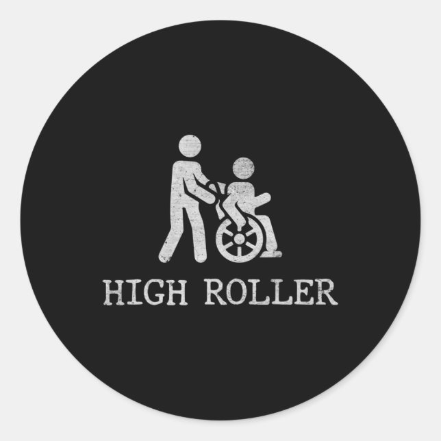 Pegatina Redonda Divertidos para los usuarios de sillas de ruedas2  (Anverso)