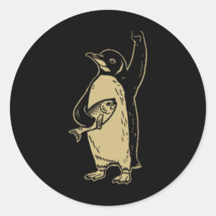 Pegatina Redonda Divertidos pingüinos resistentes protestan contra