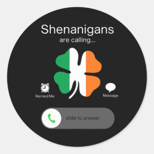 Pegatina Redonda Divertidos Shenanigans llaman irlandeses a Día de 