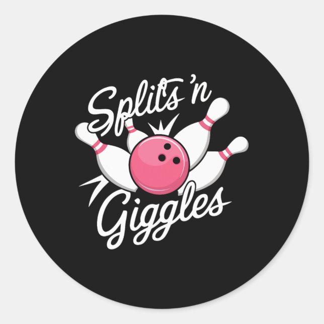 Pegatina Redonda Divide A Giggles Bowler Bowler Ball Y P (Anverso)