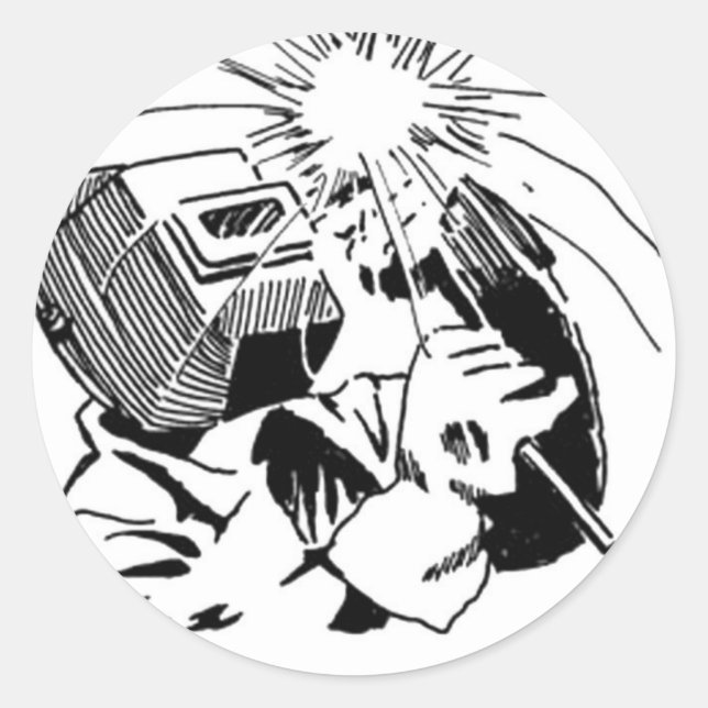 Pegatina Redonda ¡Diviértase en su cubículo, yo soldará con (Anverso)