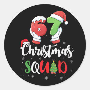 Pegatina Redonda Diviértete 67 Seis Siete Brianrot Navidad Equipo