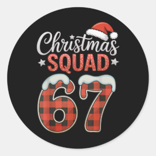 Pegatina Redonda Diviértete 67 Seis Siete Meme Brainrot 67 Navidad 