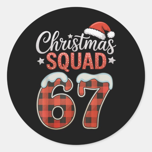 Pegatina Redonda Diviértete 67 Seis Siete Meme Brainrot 67 Navidad  (Anverso)