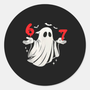Pegatina Redonda Diviértete 6 7 Seis Siete Meme Halloween Humor Fan