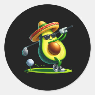 Pegatina Redonda Diviértete Aguacate De Cinco De Mayo Mostrando Hab