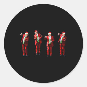 Pegatina Redonda Diviértete Baile de Trump Papá Noel Navidad Xmas P