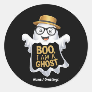 Pegatina Redonda Diviértete Boo Soy un Fantasma Personaje de Hallow