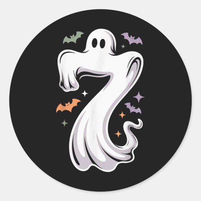 Pegatina Redonda Diviértete con 7 Fantasmas Meme Disfraz de Hallowe (Anverso)