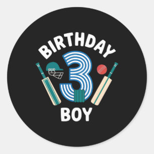 Pegatina Redonda Diviértete Cumpleaños 3 Cricket Niños 3 Años