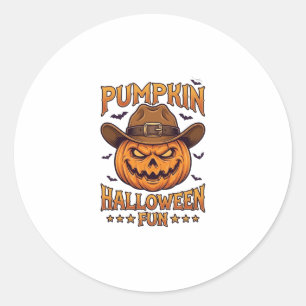 Pegatina Redonda Diviértete en Halloween con Calabaza Jack Lantern 