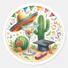 Pegatina Redonda Diviértete en una Fiesta de Graduación con Tema Me