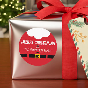 Pegatina Redonda Diviértete Festivo Minimalista Santa Claus Navidad