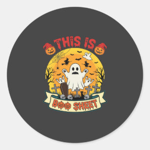 Pegatina Redonda Diviértete Halloween Boo Hoja Fantasma Cementerio