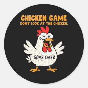 Pegatina Redonda Diviértete Juego de Pollo No Mires Al Pollo Anima