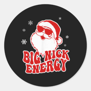 Pegatina Redonda Diviértete Navidad Big Nick Energy Santa Travieso 