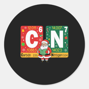 Pegatina Redonda Diviértete Navidad Carbono Nitrógeno 67 Meme Quími