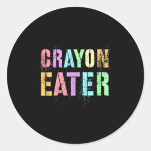 Pegatina Redonda Diviértete Orgulloso Come Crayones Veterano Milita
