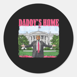 Pegatina Redonda Diviértete Papá está en casa Trump Rosa 2024 Casa 