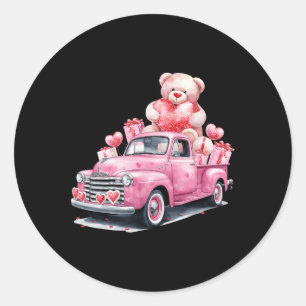 Pegatina Redonda Diviértete Pink Lovely Car Mujer Coincidente Va