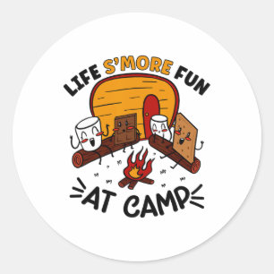 Pegatina Redonda Diviértete S'mores Acampando Fogata Malvavisco Vid