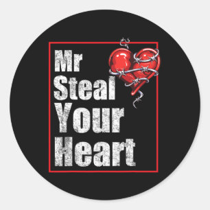 Pegatina Redonda Diviértete Sr. Roba Tu Corazón Día de San Valentín