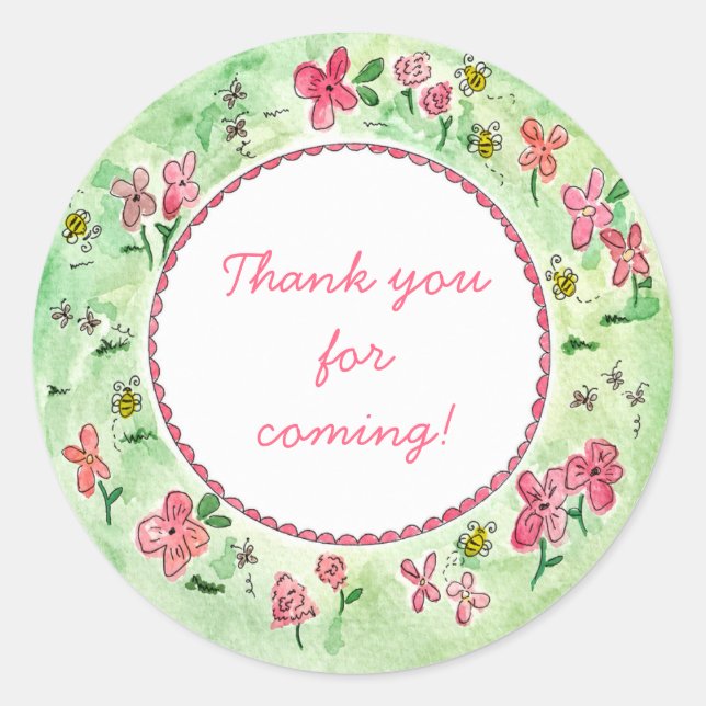 Pegatina Redonda Diviértete Sticker Floral (Anverso)