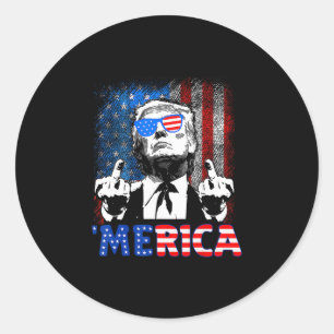 Pegatina Redonda Diviértete Trump 4 De Julio Merica Bandera America