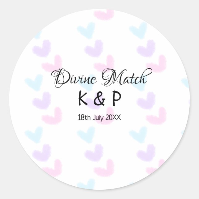 Pegatina Redonda Divina coincidencia añadir pareja letra de letra p (Anverso)